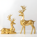 Geometric Reindeer Figurine Set – Modern 2-piece Resin Decoration