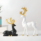 Geometric Reindeer Figurine Set – Modern 2-piece Resin Decoration