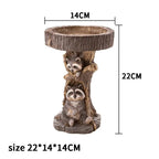 Vintage Garden Bird Bath – Polyresin Raccoon Design for Outdoor Charm