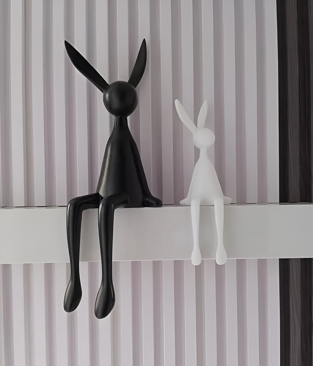 ResinLux | Modern Resin Easter Bunny – Black, White, or Blue Sitting Rabbit Decoration