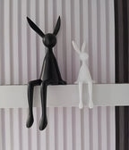 ResinLux | Modern Resin Easter Bunny – Black, White, or Blue Sitting Rabbit Decoration