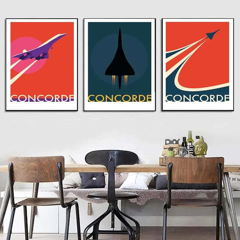 Retro Concorde Airplane Poster on Canvas