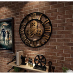 Retro Industrial Wooden Wall Clock – Ironwood