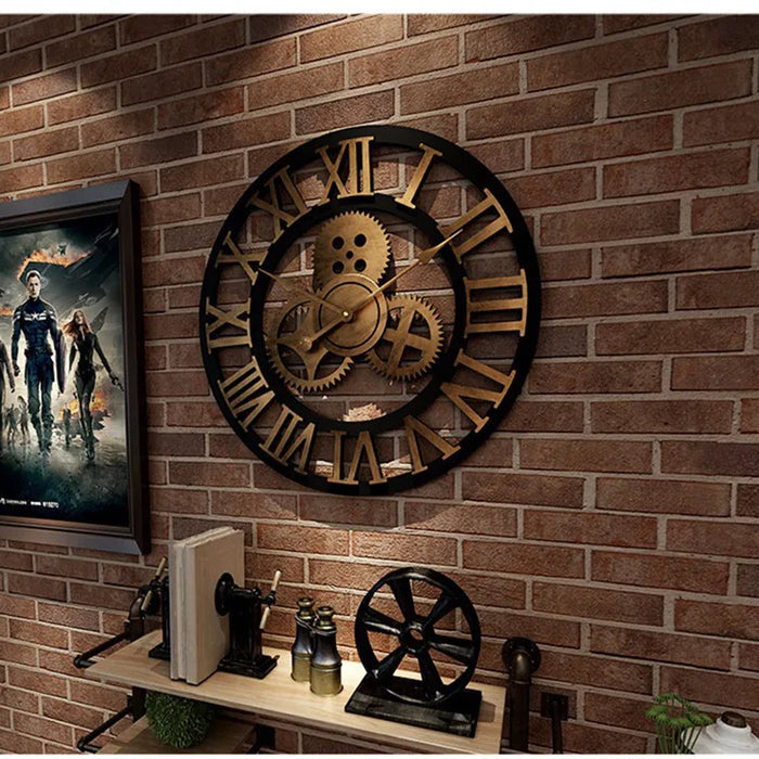 Retro Industrial Wooden Wall Clock – Ironwood