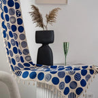 Retro Blue Polka Dots Patterned Window Curtain