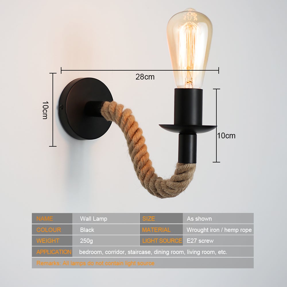 Retro Hemp Rope Industrial Loft Wall Lamp