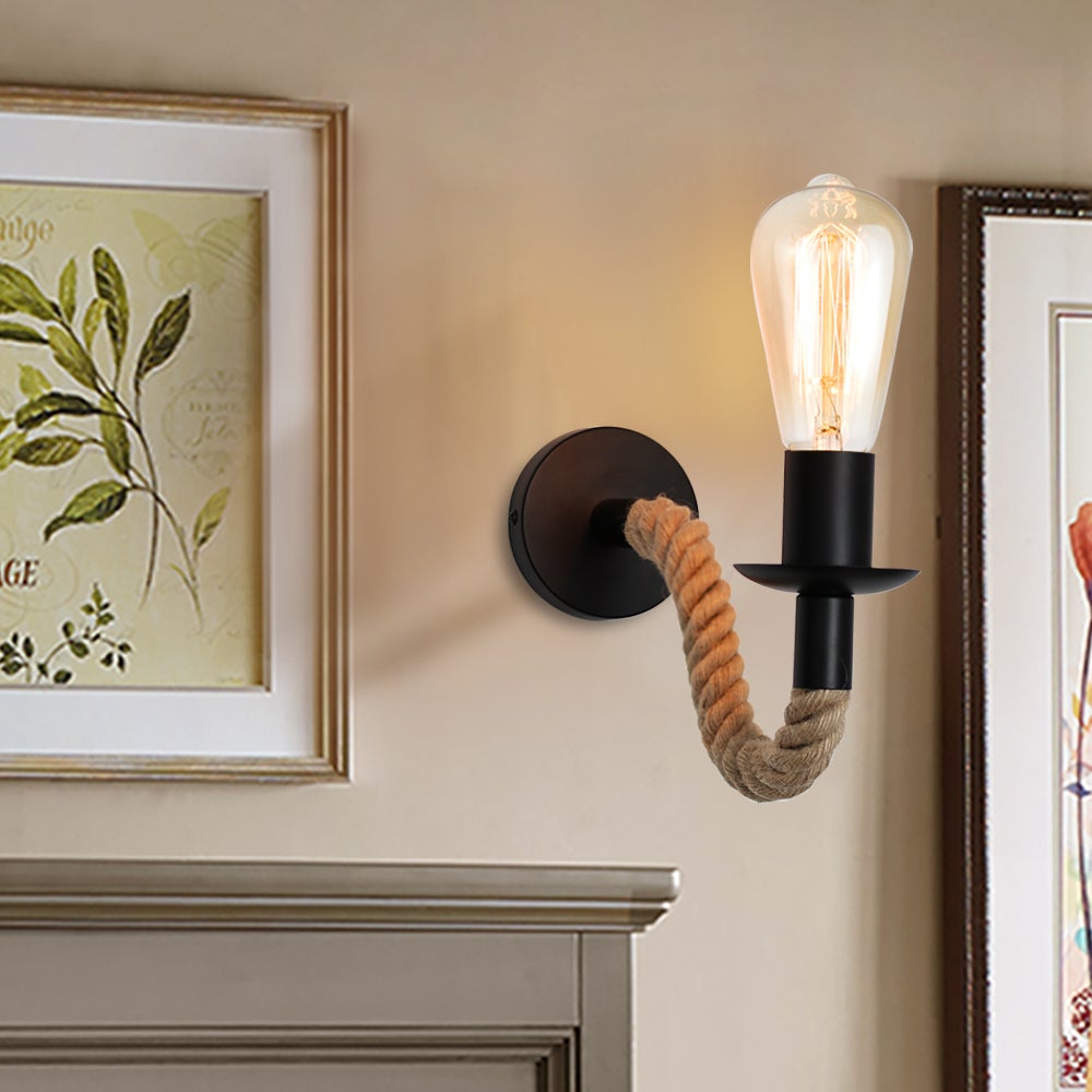 Retro Hemp Rope Industrial Loft Wall Lamp
