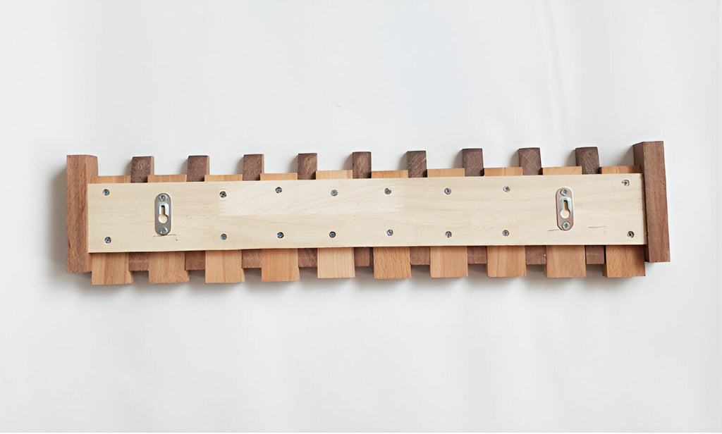 RetroHooks - Wooden piano wall shelf with magnetic hooks