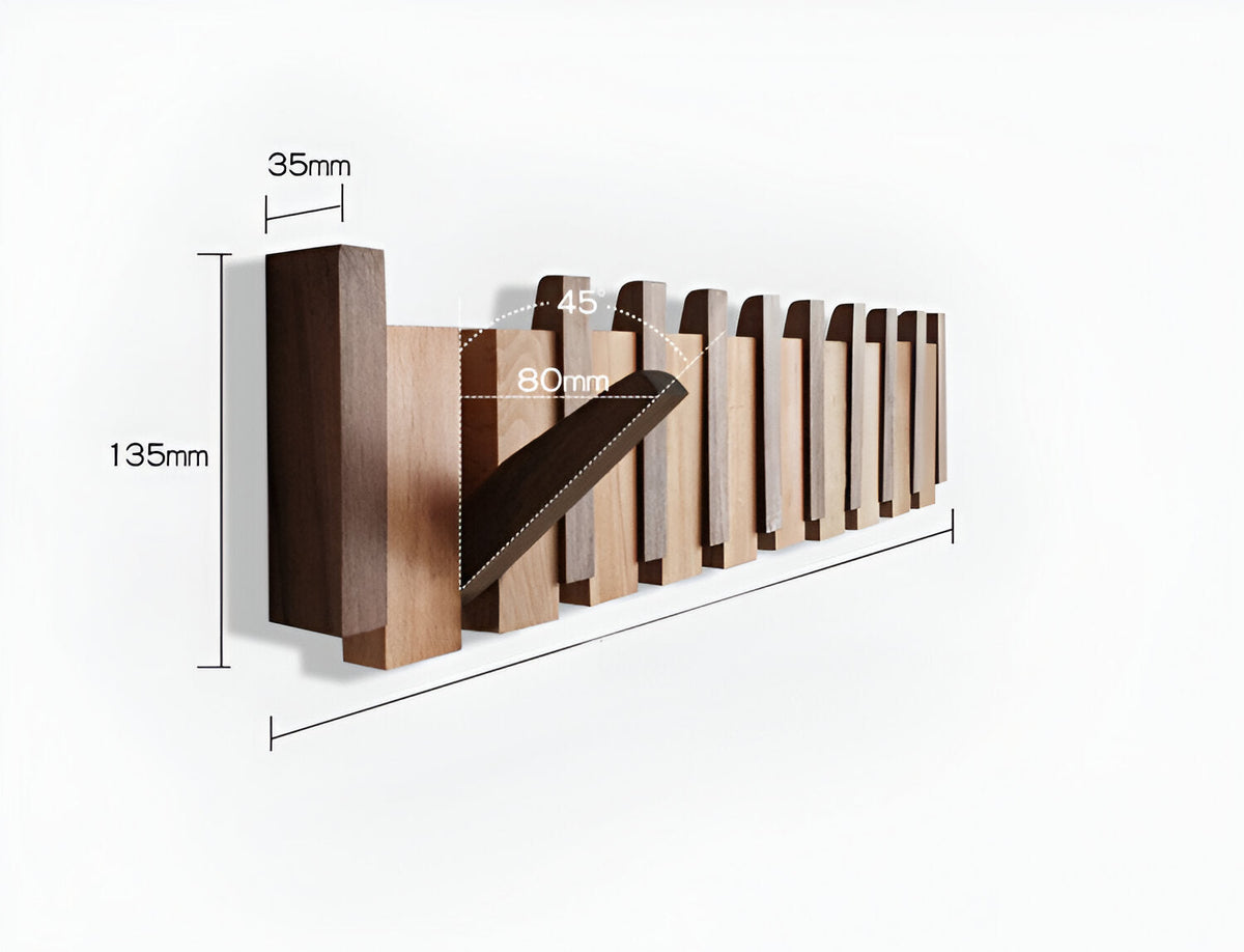 RetroHooks - Wooden piano wall shelf with magnetic hooks