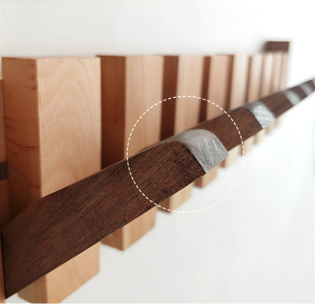 RetroHooks - Wooden piano wall shelf with magnetic hooks