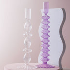 Ribbed Glass Candleholders - Pastel