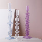 Ribbed Glass Candleholders - Pastel