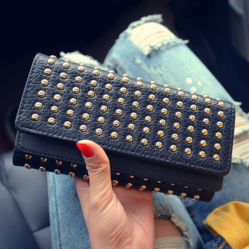 Women PU Leather Fashion Long Clutch Vintage