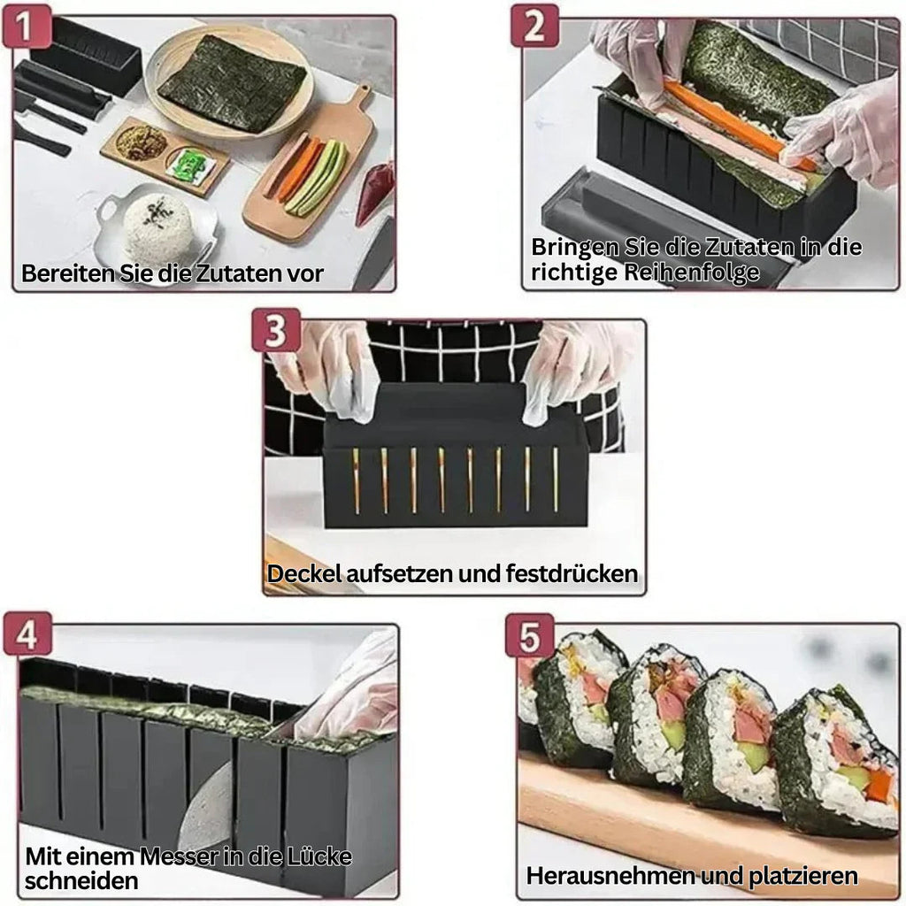 Sushi Rolls and Cutting Set – Practical Sushi Kit with Templates and Accessories