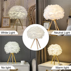Romantic Feather Table Lamp Modern Nightstand Lamp Living Room Café Decoration Wedding Christmas Gift Ostrich Feather Light