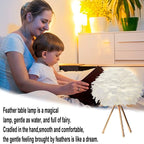 Romantic Feather Table Lamp Modern Nightstand Lamp Living Room Café Decoration Wedding Christmas Gift Ostrich Feather Light