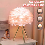 Romantic Feather Table Lamp Modern Nightstand Lamp Living Room Café Decoration Wedding Christmas Gift Ostrich Feather Light