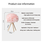 Romantic Feather Table Lamp Modern Nightstand Lamp Living Room Café Decoration Wedding Christmas Gift Ostrich Feather Light