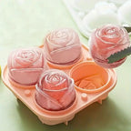 Rose Ice Cube Mould – 3D Silicone for Elegant Ice Cubes (4 Grid)