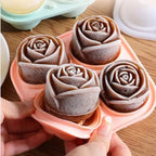 Rose Ice Cube Mould – 3D Silicone for Elegant Ice Cubes (4 Grid)