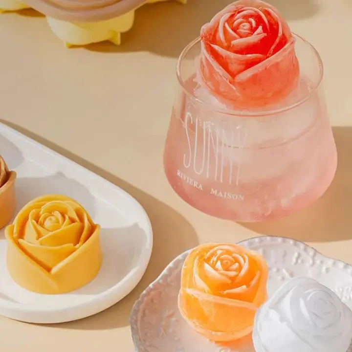 Rose Ice Cube Mould – 3D Silicone for Elegant Ice Cubes (4 Grid)