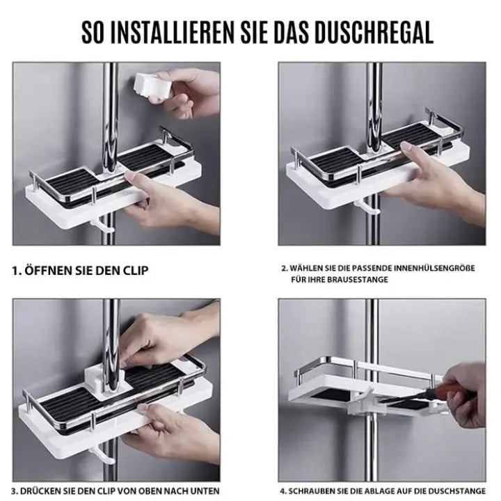 Rust-resistant shower shelf - adjustable, drill-free installation