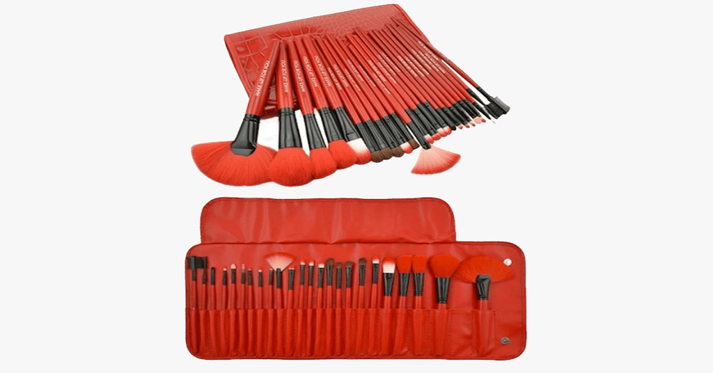 24-piece royal red makeup brush set