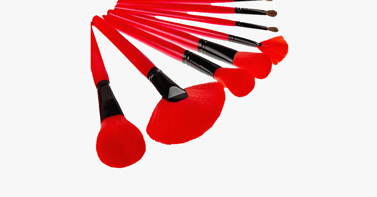 24-piece royal red makeup brush set