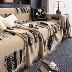 Chenille Sofa Cover with Non-Slip Design and Minimalist Print