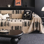 Chenille Sofa Cover with Non-Slip Design and Minimalist Print