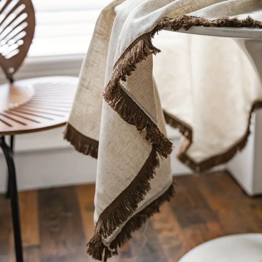 Rustic Charm Tassel Tablecloth