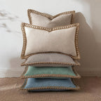 Rustic Linen Trim Decorative Cushion Cover