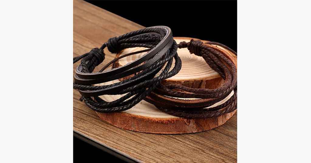 Rustic Leather Wrap Bracelet