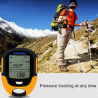 SUNROAD Multi-Function LCD Digital Altimeter with Compass & Barometer & Thermometer & Hygrometer & Weather Forecast & LED Flashlight and Clock