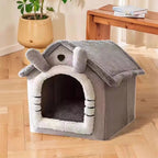 Plush Pet House with Roof & Anti-Slip Bottom