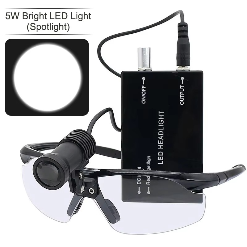 Advanced 5W LED Dental Loupes with Dual Magnification and Adjustable Headlight