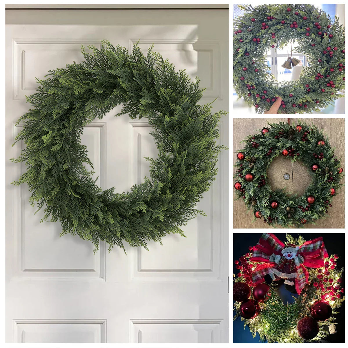 Verdania | Artificial Cedar Wreath | Evergreen | 30 cm Ø | Low Maintenance Decor for Home & Garden