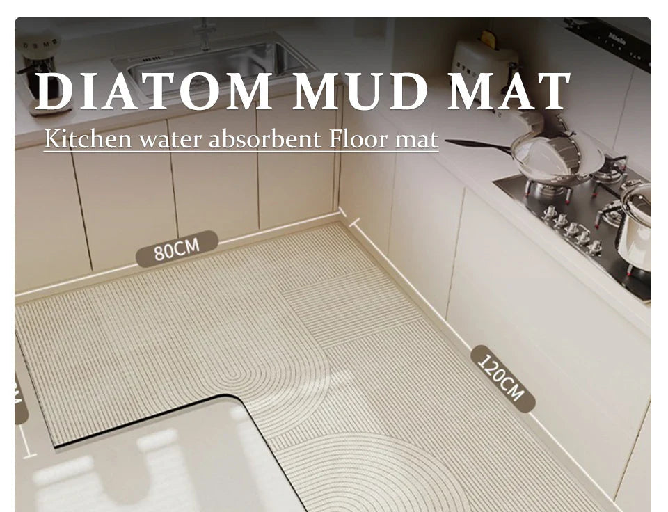 L-Shaped Diatomaceous Earth Floor Mat with Non-Slip Base
