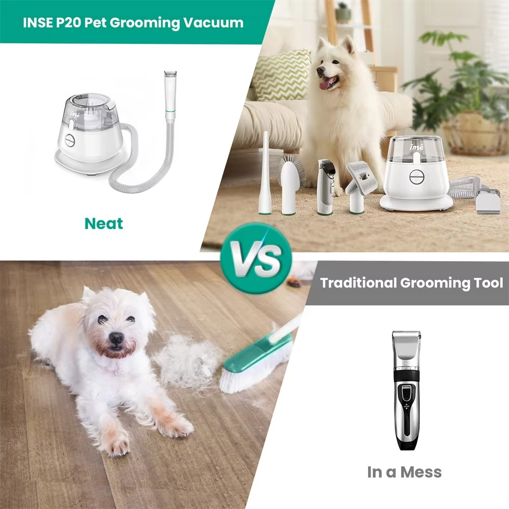 5-in-1 Dog Grooming Vacuum Kit – Low Noise Pet Hair Remover with Deshedding Tools & Dust Cup