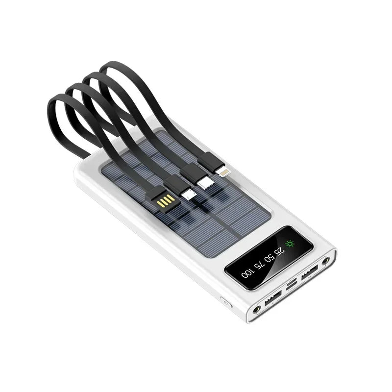 PowerCharge Solar Power Bank | 4-in-1 cable system | Fast charging & LED flashlight