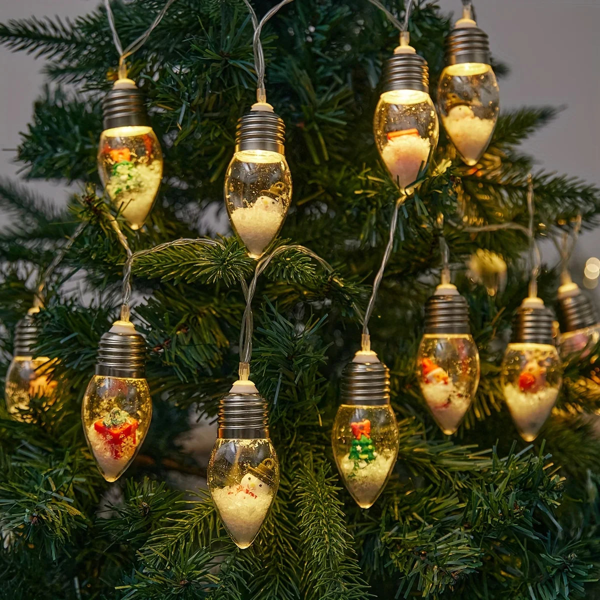 LED Snowball String Lights “FrostyGlow” | 2 m | 10 LEDs | Battery operated | Christmas & New Year's decoration