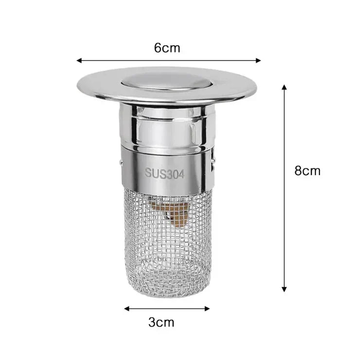 Stainless Steel Drain Filter with Hair Catcher – Rustproof Sieve for Kitchen and Bathroom, Clog-free