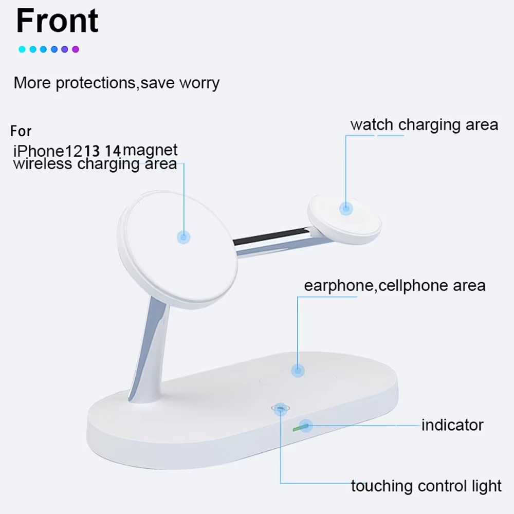 Magnetic 3 in 1 Wireless Charging Station - Fast Charger for iPhone, Apple Watch & AirPods
