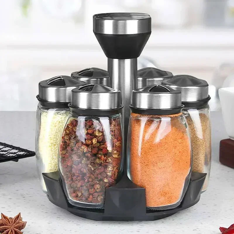 Rotating Glass Spice Storage Set