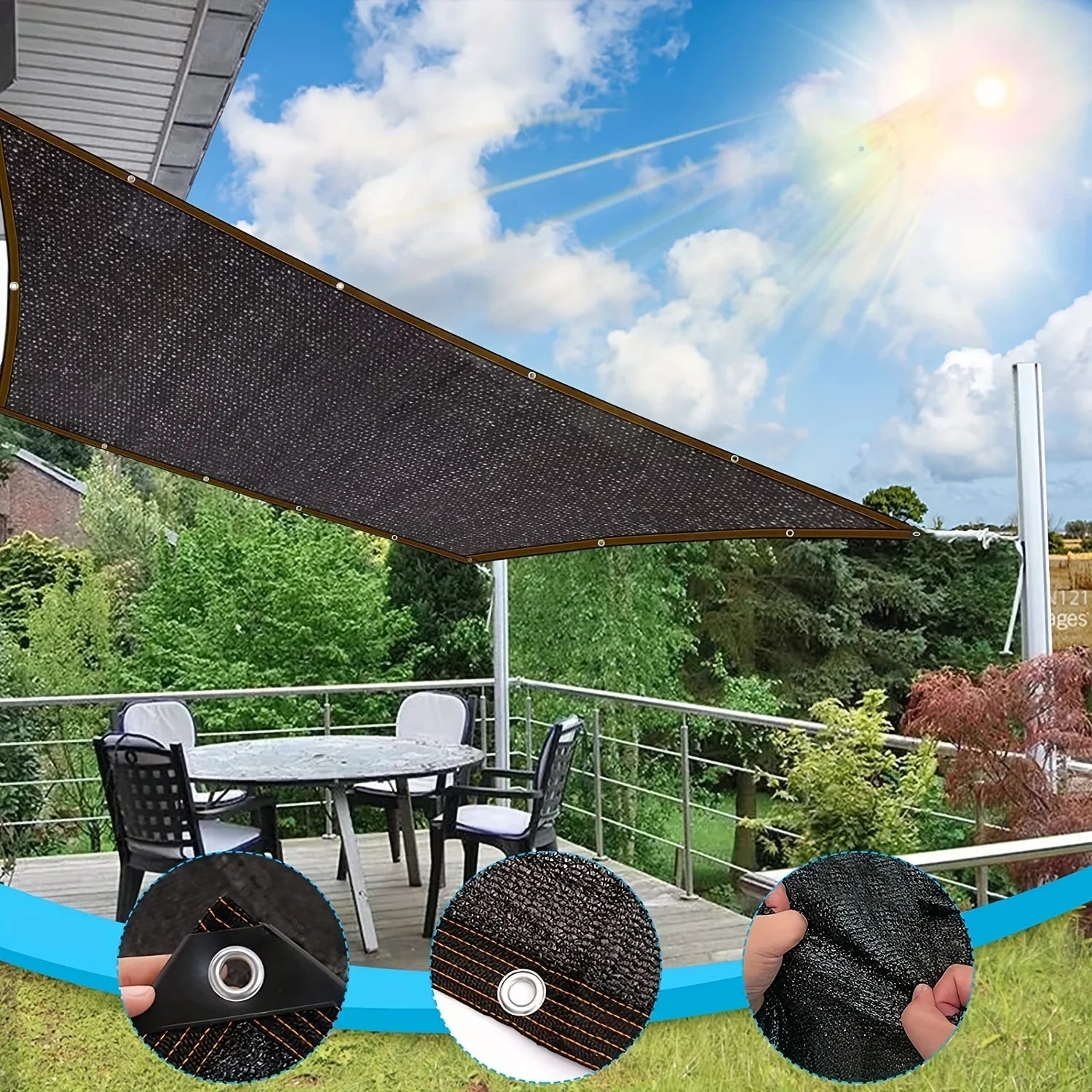 Black shade cloth sunblock mesh cover