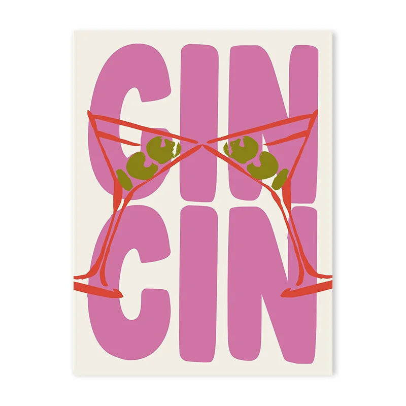 Cin Cheers Wall Art – Aesthetic Cocktail Poster Print