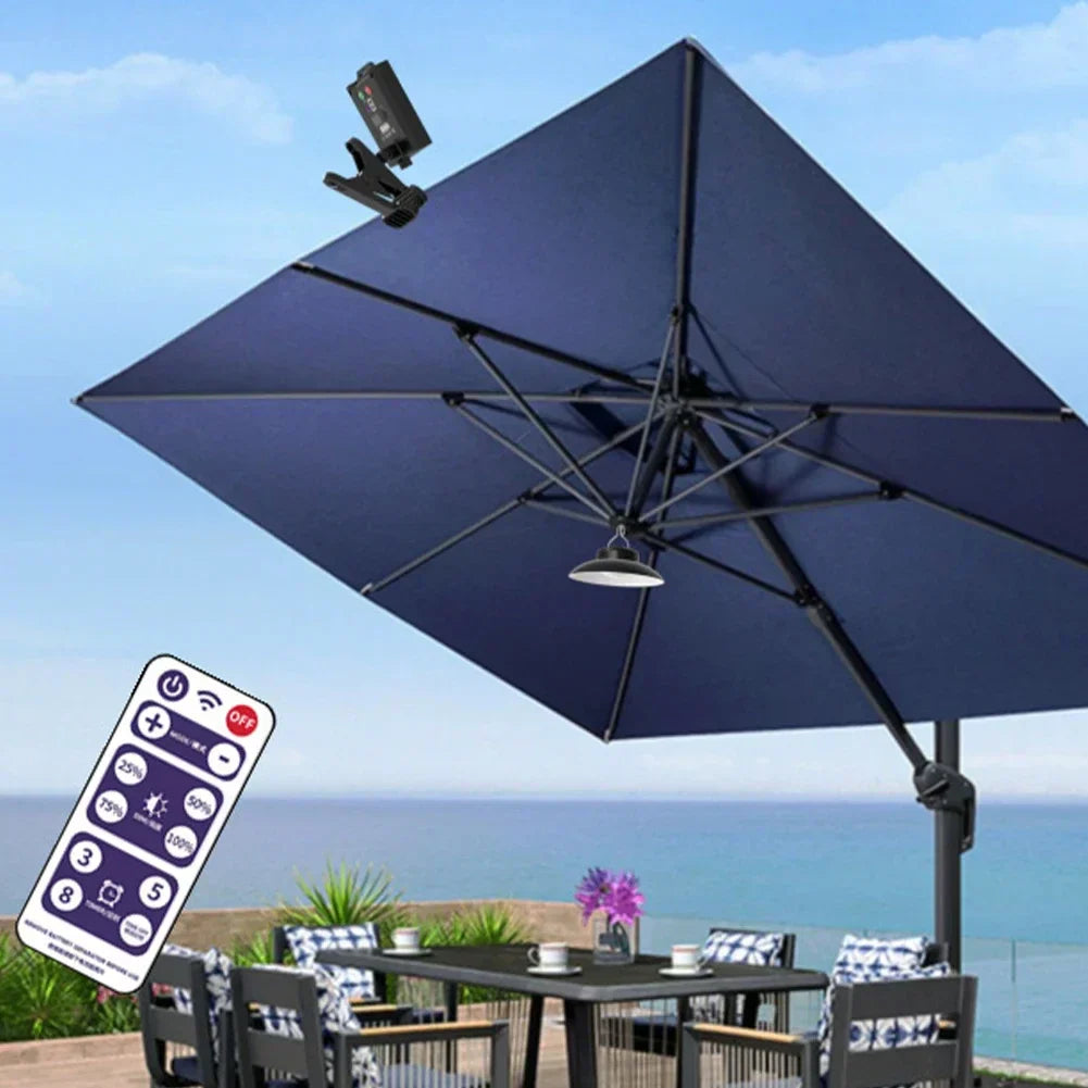 SunGlow Umbrella Light | Solar & USB Operation | 3 Light Modes | For Garden & Terrace
