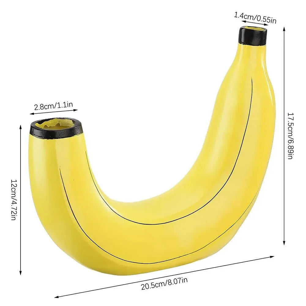 Banana vase, flower vase made of resin, cute banana shape, decorative tabletop vase for flower arrangements, living room, bedroom, home decoration