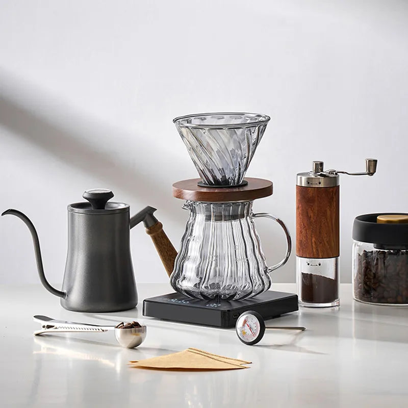 GIANXI Hand Punch Coffee Pot With Lid Drip Swan Neck Spout Coffee Water Kettle Long Opening Coffee Machine Coffee Accessories
