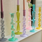 Ribbed Glass Candleholders - Pastel